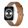 COLMI C28 Smartwatch – Silver + Brown Leather Strap