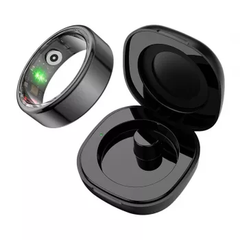COLMI R02 Smart Ring, Size 11, 20.3 mm (Black) + Charging Case