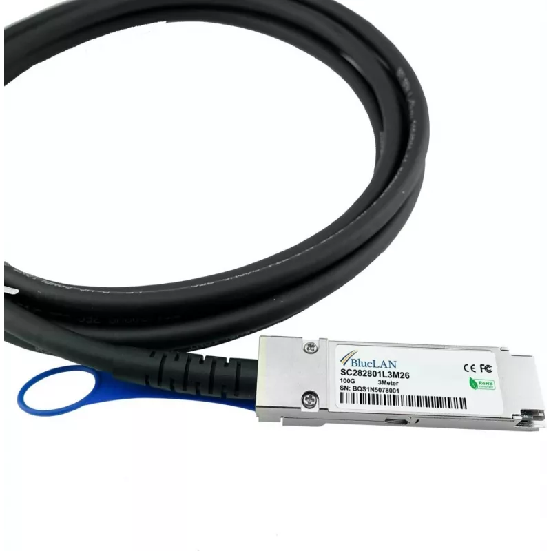 Compatible Lenovo ASQX BlueLAN SC282801L2M30 QSFP28 Direct Attach Cable, 100GBASE-CR4, Infiniband EDR, 30AWG, 2 Meter (ASQX-BL)