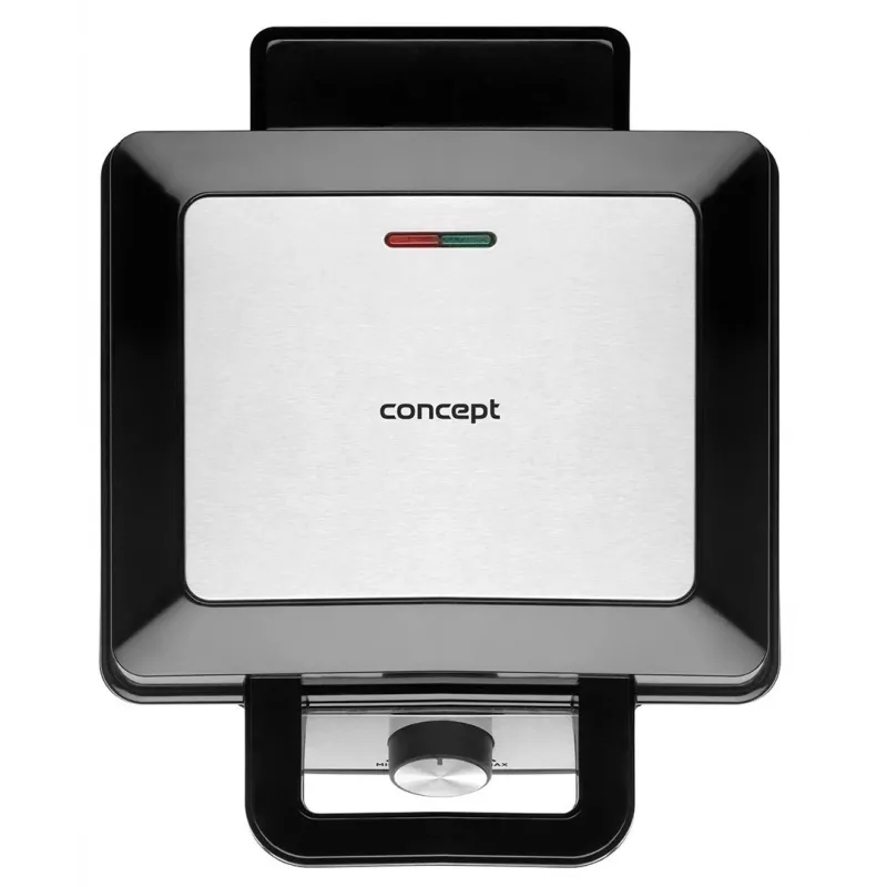 CONCEPT VF3060 Gofrownica 1400W 2-Slice Square Waffle Maker, Non-Stick Removable Plates, Adjustable Thermostat, Black/Stainless Steel