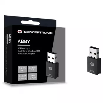 Conceptronic ABBY26B WiFi 6 AX900 Dual Band USB & Bluetooth 5.3 Adapter