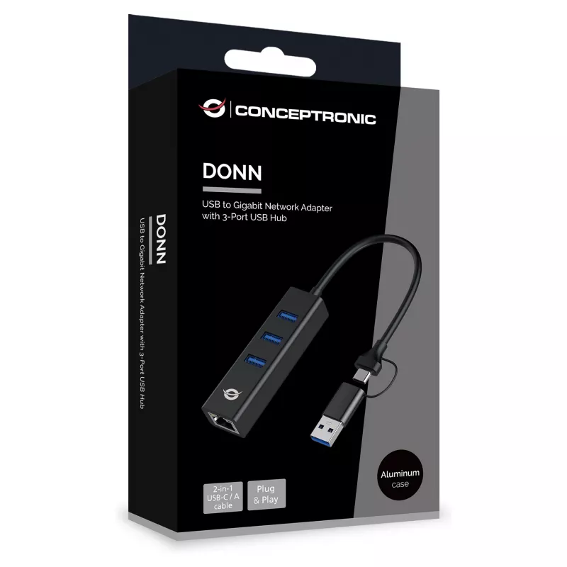 Conceptronic DONN07BA - Hub - 3 x SuperSpeed USB 3.0