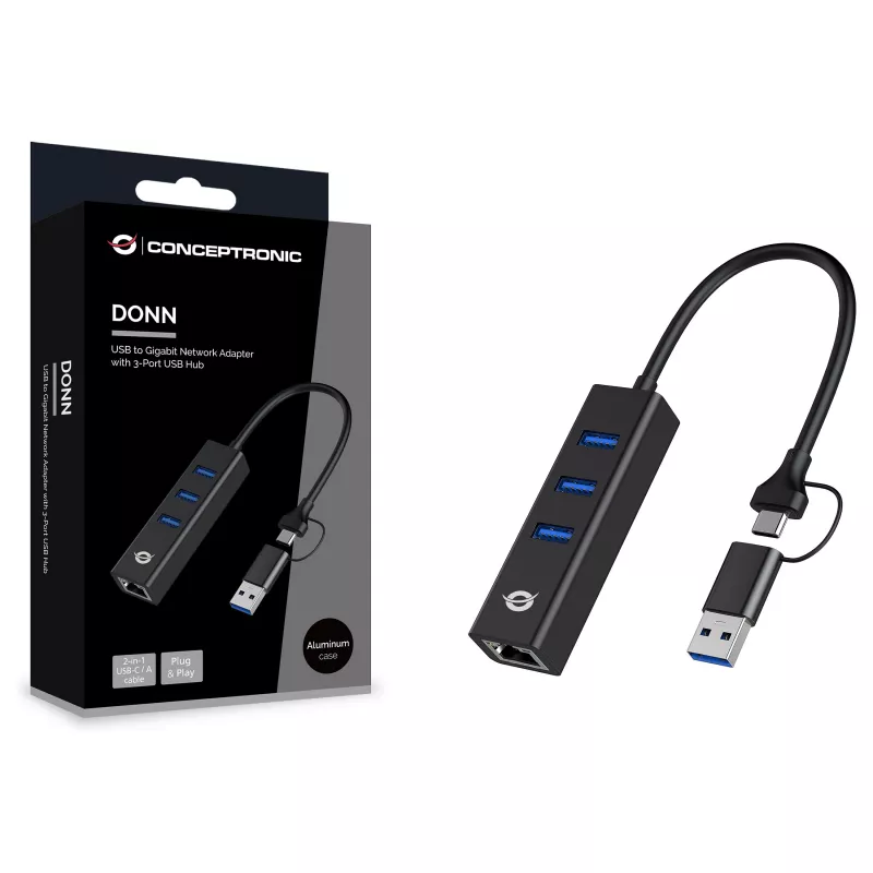 Conceptronic DONN07BA - Hub - 3 x SuperSpeed USB 3.0