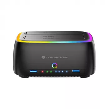 Conceptronic DONN36B 2-Bay SATA HDD/SSD Docking Station, USB 3.0, 2x USB-A, Black