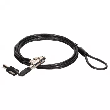 Conceptronic NBT Notebook Key Lock Standard 1.80m – Braided Steel Cable with Zinc Alloy Lock Head, Kensington T-Bar, 2 Keys, Silver/Black