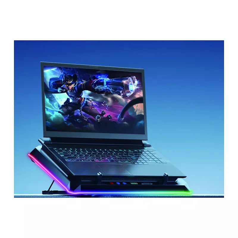 Conceptronic THYIA03B USB-C Laptop Cooling Pad with Smartphone Holder, RGB, 12V