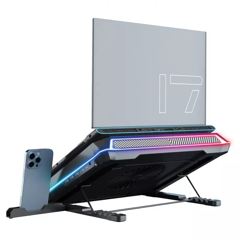 Conceptronic THYIA03B USB-C Laptop Cooling Pad with Smartphone Holder, RGB, 12V