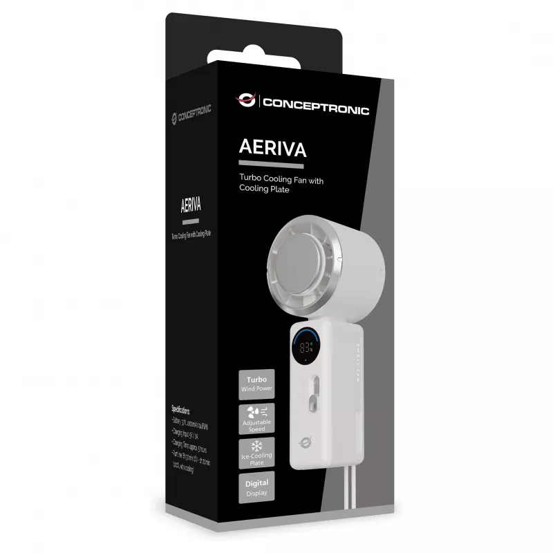CONCEPTRONIC Turbo Handheld Fan with Cooling Plate, Cream
