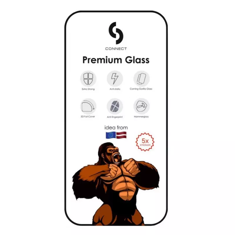 Connect Apple iPhone 14 Pro Corning Gorilla Glass Anti-Static 3D Full Cover 5X Stronger Black