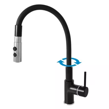 CONTIPRO Alveus DSE Kitchen Mixer Tap with Flexible Silicone Spout, Chrome/Brass, Single-Lever, 1-Hole Deck-Mounted, 360° Swivel, DSE919.5/12CMATC