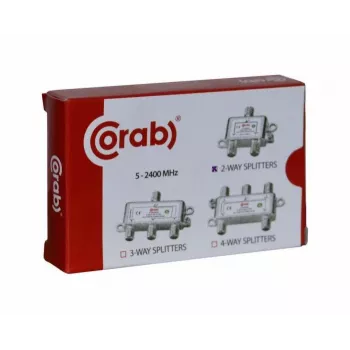 CORAB 2-Way RF Signal Splitter 5-2400 MHz with DC Power Pass-Through