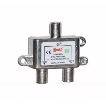 CORAB 2-Way RF Signal Splitter 5-2400 MHz with DC Power Pass-Through