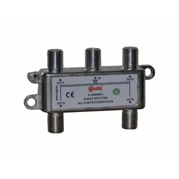 CORAB 4-Way TV/SAT Signal Splitter 5-2400 MHz with DC Pass-Through