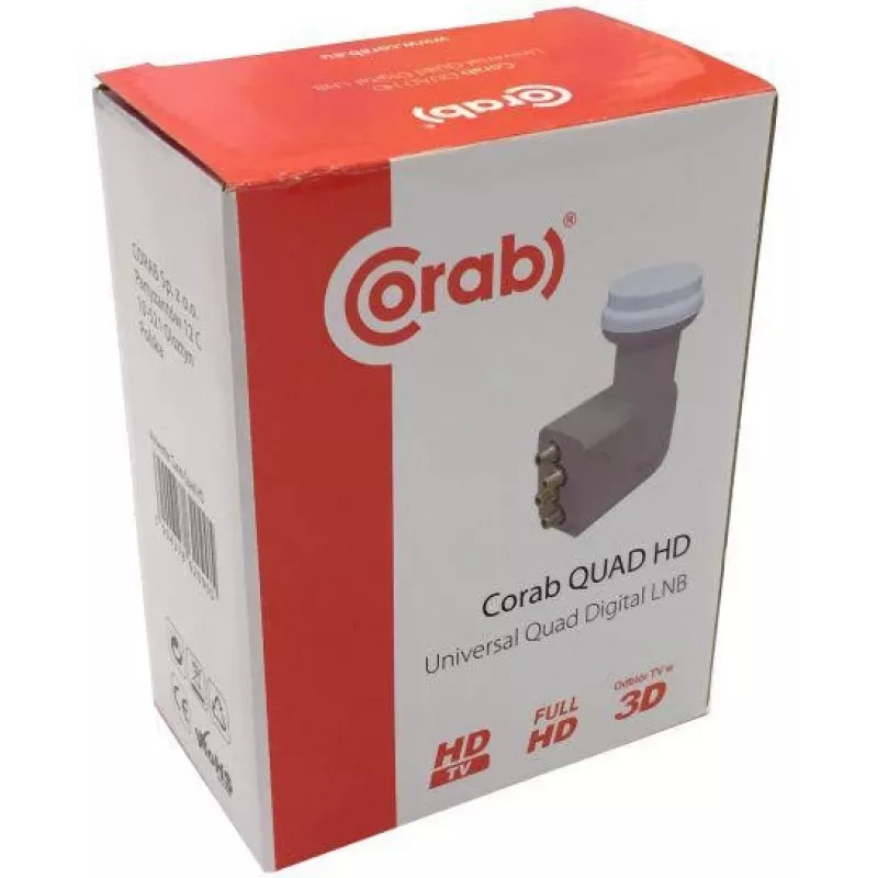 CORAB Universal Quad LNB – 4 Outputs, 0.1 dB Noise Figure, 40 mm Feedhorn