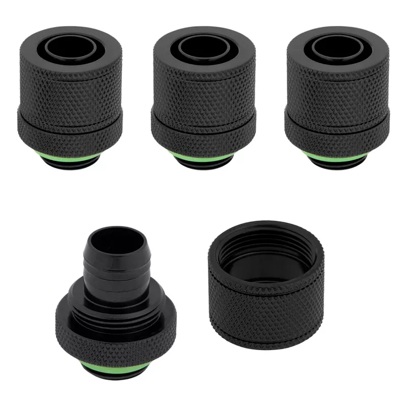 CORSAIR Hydro X Series XF Compression Fitting, Straight G1/4 inch Male to 13/10mm Soft Tubing, Black – 4-Pack