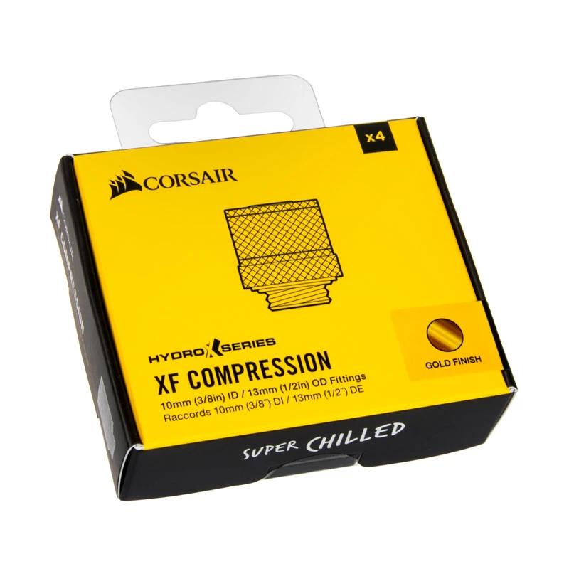 Corsair Hydro X Series XF Compression G1/4 13/10 Fittings Four Pack - Gold