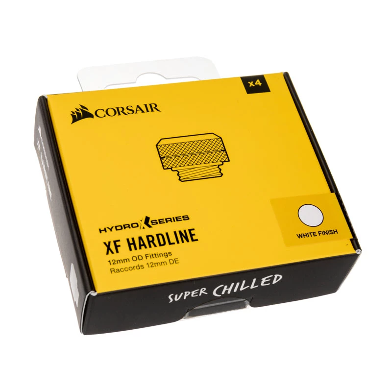 Corsair Hydro X Series XF Hardline 12mm OD Fitting - White (Pack of 4)