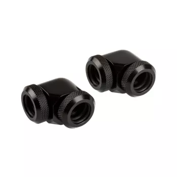 Corsair Hydro X Series XF Hardline Adapter 90 Degree 12mm AD to 12mm AD Hardtube, Pack of 2, Black