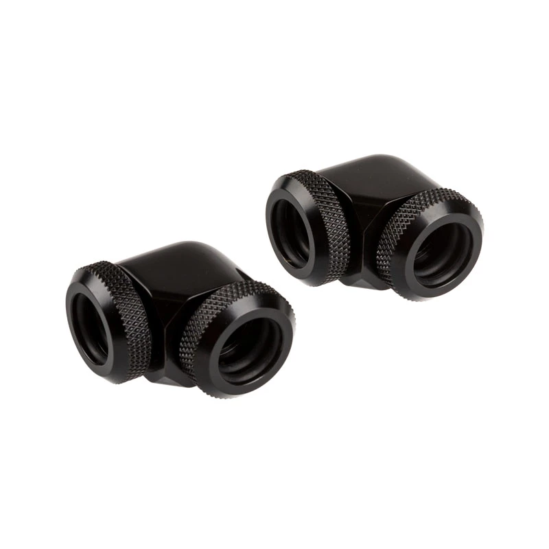 Corsair Hydro X Series XF Hardline Adapter 90 Degree 12mm AD to 12mm AD Hardtube, Pack of 2, Black