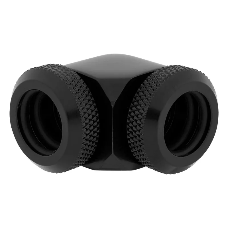 Corsair Hydro X Series XF Hardline Adapter 90 Degree 12mm AD to 12mm AD Hardtube, Pack of 2, Black