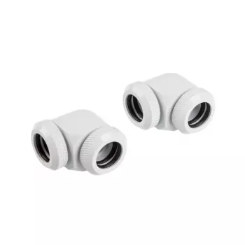 CORSAIR Hydro X Series XF Hardline Adapter 90 Degree 12mm OD to 12mm OD Hardtube - Pack of 2, White