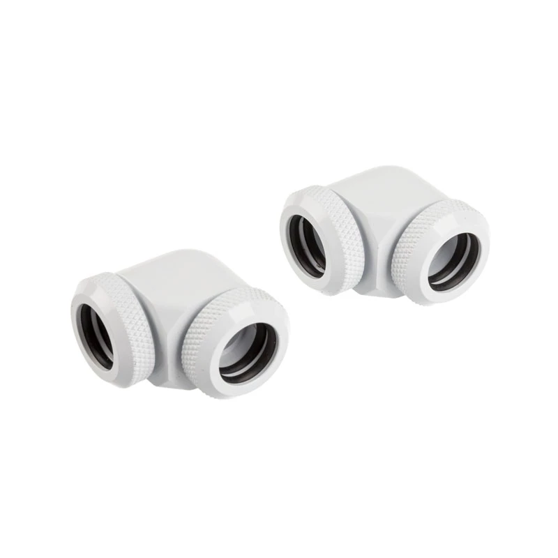 CORSAIR Hydro X Series XF Hardline Adapter 90 Degree 12mm OD to 12mm OD Hardtube - Pack of 2, White