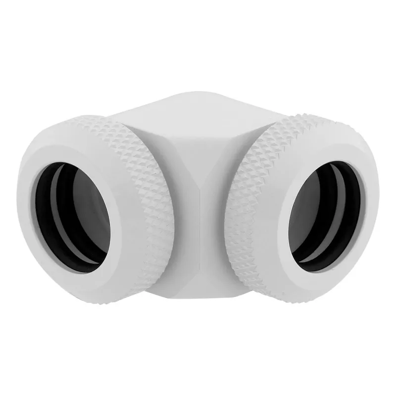 CORSAIR Hydro X Series XF Hardline Adapter 90 Degree 12mm OD to 12mm OD Hardtube - Pack of 2, White