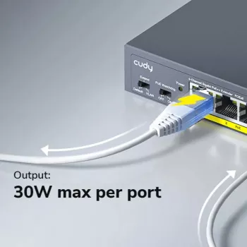 CUDY POE40 4-Port PoE Switch/Extender with 1 Uplink, 802.3af/at, 250m Extend, Metal Housing