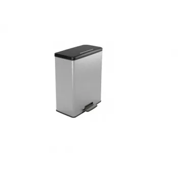 CURVER Deco Bin Pedal Trash Can 65L Silver Metallic Effect