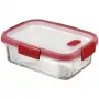 CURVER Glass Food Bowl Rectangle 0.9L Smart Cook, Borosilicate Glass, Blue Lid, Airtight, Oven Safe up to 400°C