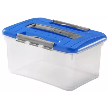 Curver Optima 15L Storage Box with Lid and Handle, Transparent/Blue