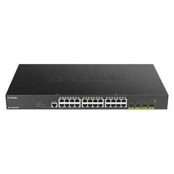D-Link DGS-1250-28XMP 28-Port Smart Managed L3 Lite PoE+ Gigabit Switch with 4x 10G SFP+ Uplinks, 370W PoE Budget, Rack-Mountable