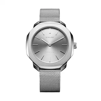 D1 Milano SSML01 Ultra Thin 36mm Men's Quartz Watch with Black Dial and Silver Stainless Steel Bracelet