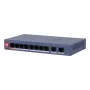 DAHUA CS4010-8ET2GT-110 10-Port Gigabit Ethernet Switch with 8 Fast Ethernet Ports and 2 Gigabit Uplinks, Fanless Desktop Design