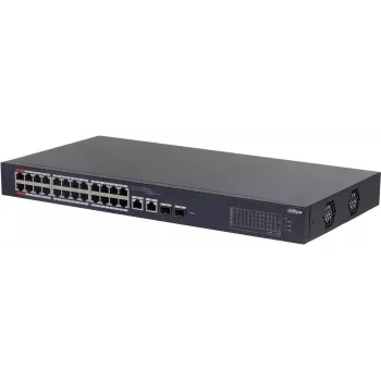 DAHUA CS4226-24ET-375 26-Port Layer 2+ Managed PoE+ Switch with 24 Gigabit PoE+ Ports, 2 SFP Uplinks, 375W Budget, Fanless, Rackmount