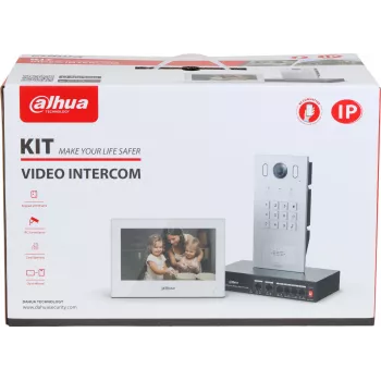 DAHUA KTP05(F) 2-Wire IP Video Intercom Kit with 7 inch Touchscreen Indoor Monitor, 2MP Outdoor Station, and Power Supply