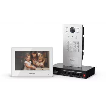 DAHUA KTP05(F) 2-Wire IP Video Intercom Kit with 7 inch Touchscreen Indoor Monitor, 2MP Outdoor Station, and Power Supply