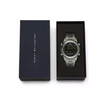 DANIEL WELLINGTON Classic 42mm Stainless Steel Watch with Black Leather Strap - Rose Gold Case, Eggshell White Dial, Japanese Quartz