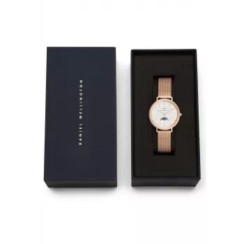 DANIEL WELLINGTON Petite Lumine 32mm Silver Watch with Mother of Pearl Dial and Silver Mesh Strap DW00100773