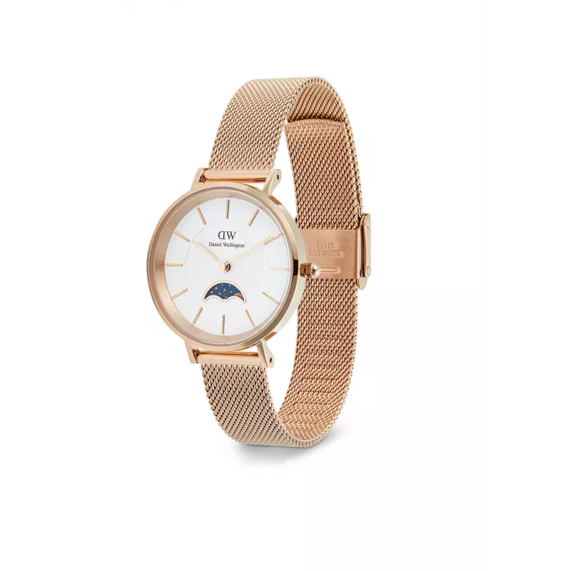 DANIEL WELLINGTON Petite Lumine 32mm Silver Watch with Mother of Pearl Dial and Silver Mesh Strap DW00100773