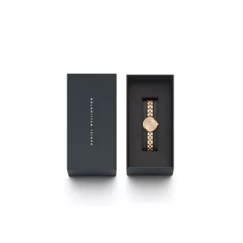 Daniel Wellington Quadro Women's Watch 22mm Rose Gold Stainless Steel Case Black Leather Strap DW00100720