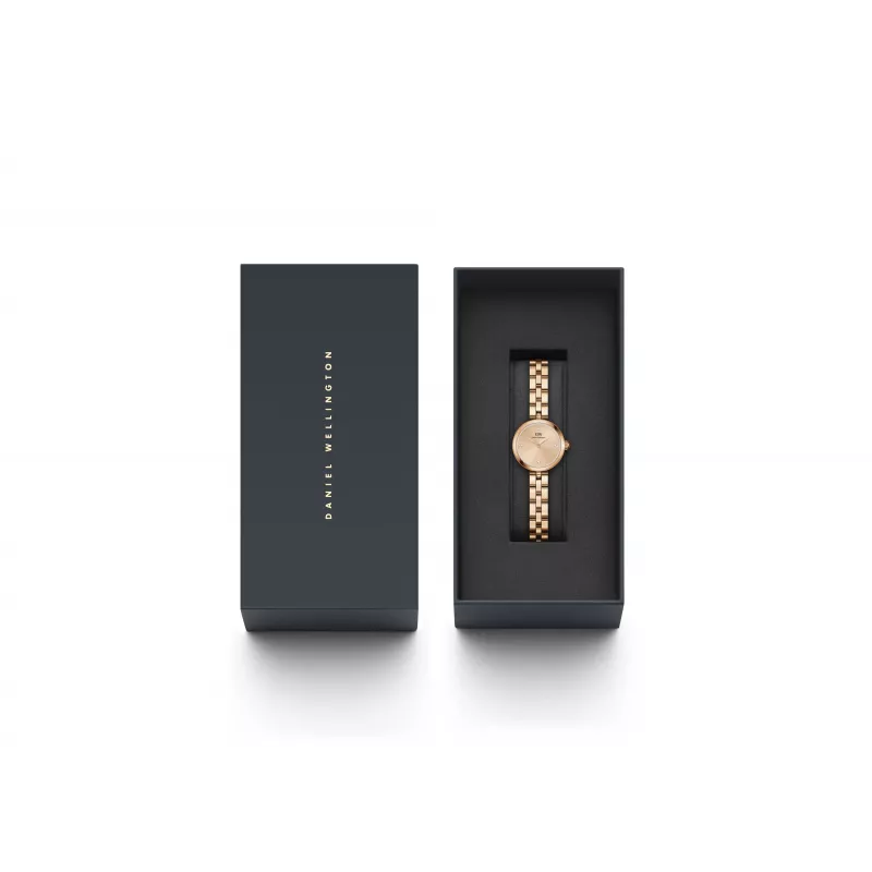 Daniel Wellington Quadro Women's Watch 22mm Rose Gold Stainless Steel Case Black Leather Strap DW00100720