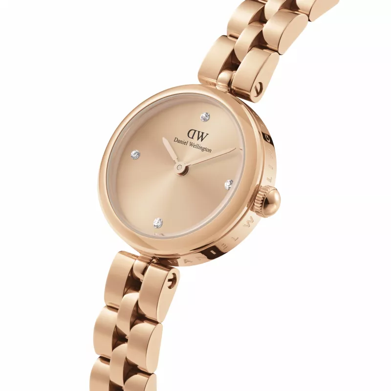 Daniel Wellington Quadro Women's Watch 22mm Rose Gold Stainless Steel Case Black Leather Strap DW00100720