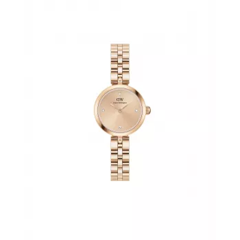 Daniel Wellington Quadro Women's Watch 22mm Rose Gold Stainless Steel Case Black Leather Strap DW00100720