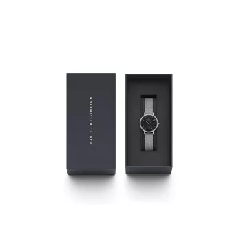 DANIEL WELLINGTON Quadro Women's Watch 28mm Rose Gold Stainless Steel Black Leather DW00100661