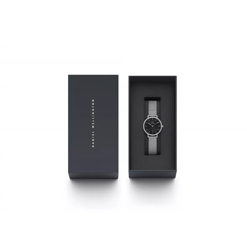 DANIEL WELLINGTON Quadro Women's Watch 28mm Rose Gold Stainless Steel Black Leather DW00100661