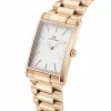 DANIEL WELLINGTON Quadro Women's Watch 32mm Rose Gold Stainless Steel Black Leather