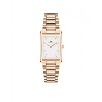 DANIEL WELLINGTON Quadro Women's Watch 32mm Rose Gold Stainless Steel Black Leather