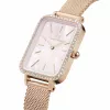 DANIEL WELLINGTON Quadro Women's Watch DW00100669 - 20mm Rose Gold Case, Black Leather Strap