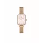 DANIEL WELLINGTON Quadro Women's Watch DW00100669 - 20mm Rose Gold Case, Black Leather Strap